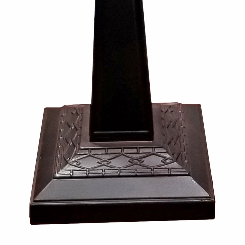22" Dark Brown Metal Two Light Candlestick Table Lamp With White Shade