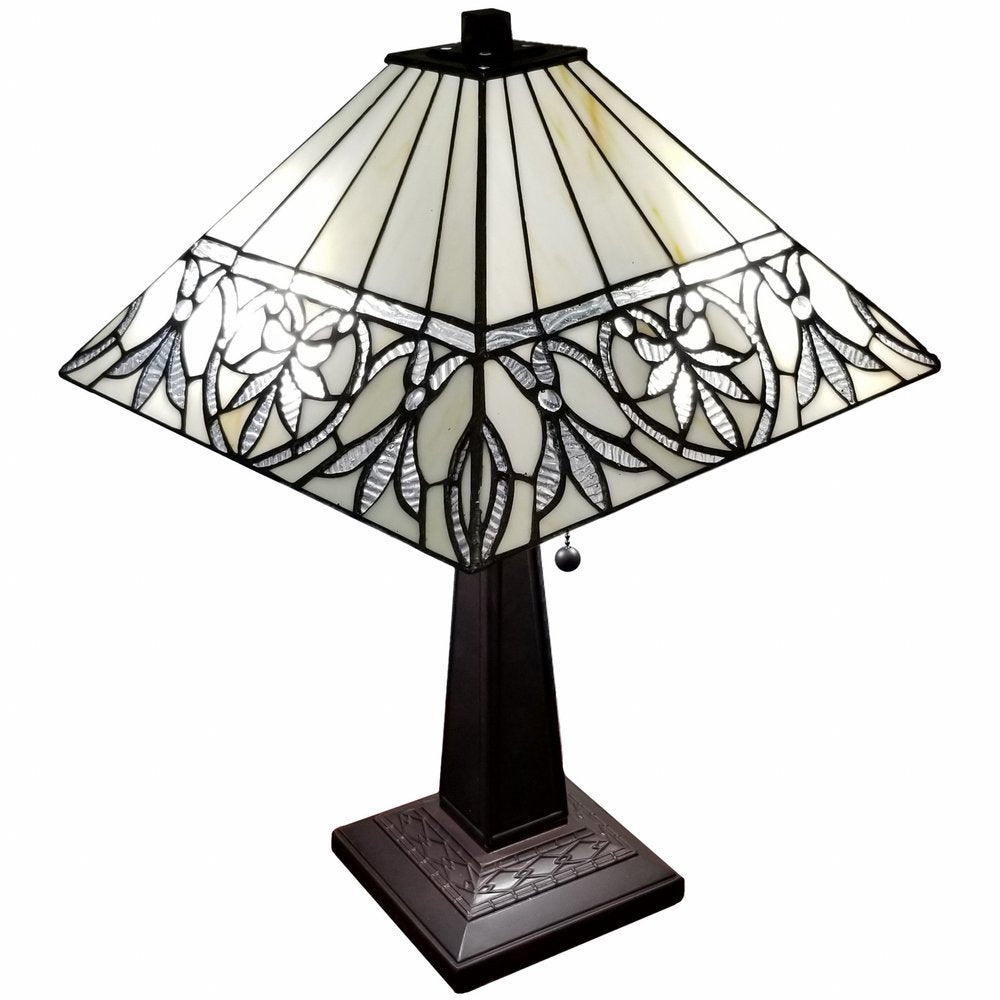 22" Dark Brown Metal Two Light Candlestick Table Lamp With White Shade