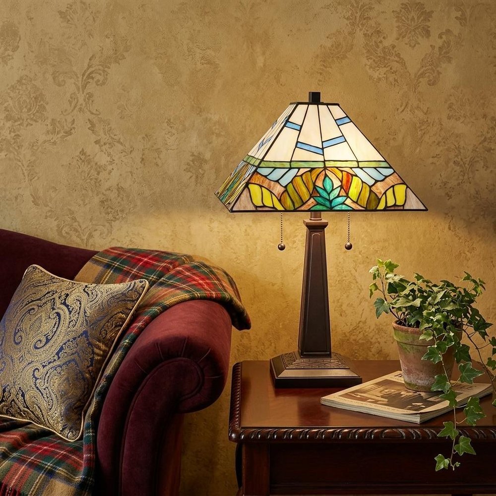 22" Dark Brown Metal Two Light Candlestick Table Lamp With White Shade