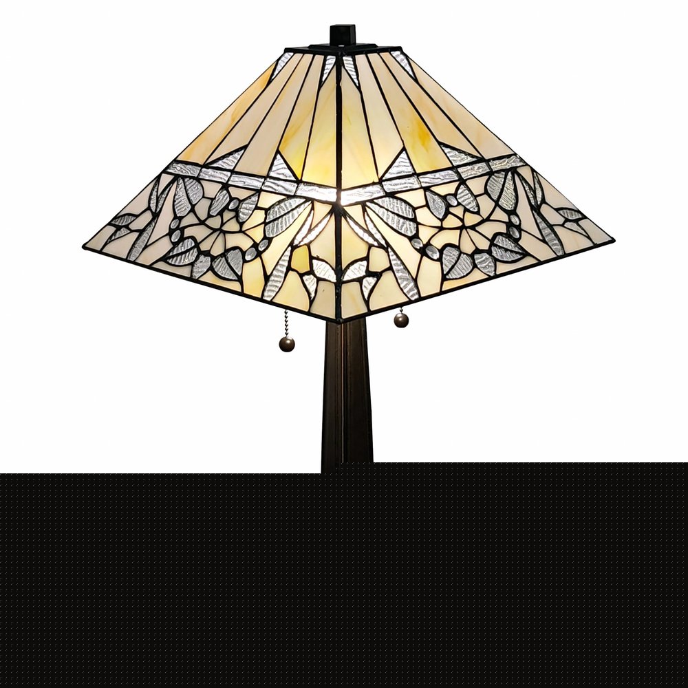 22" Dark Brown Metal Two Light Candlestick Table Lamp With White Shade