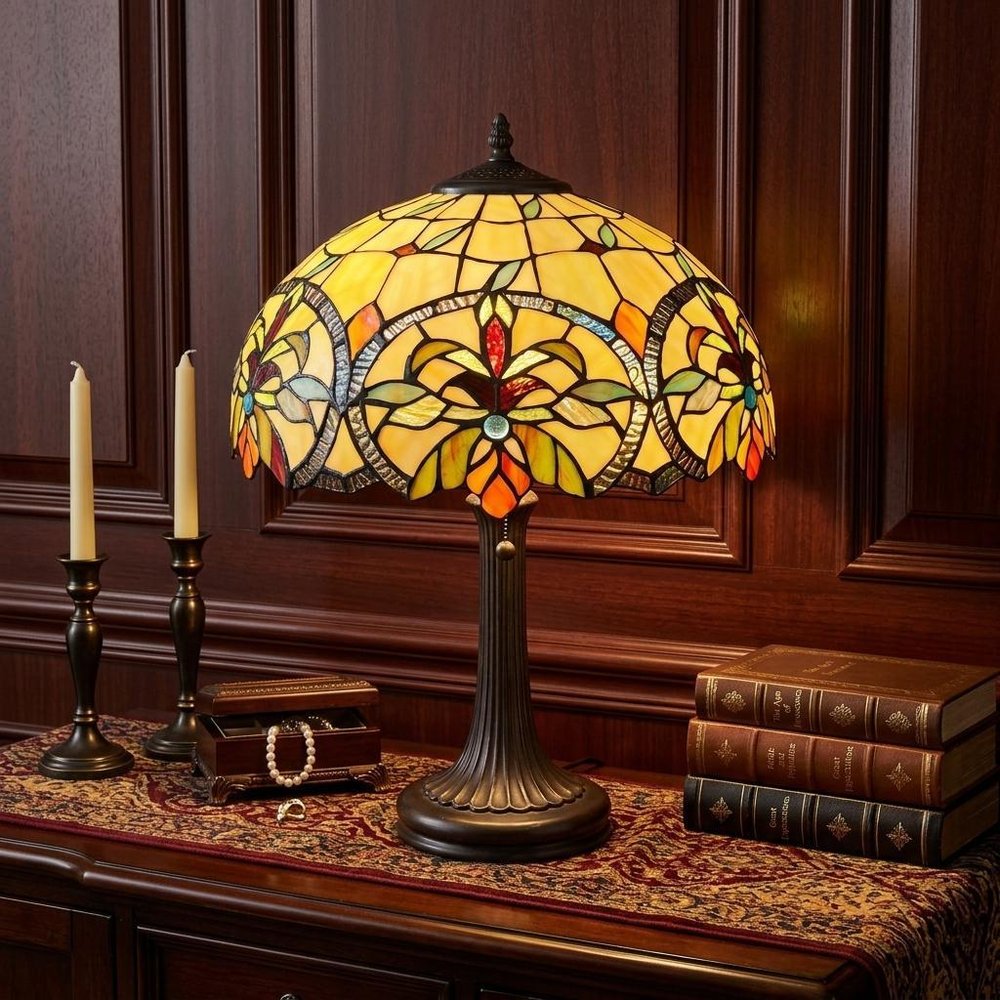 23" Dark Brown Metal Two Light Candlestick Table Lamp With White Shade