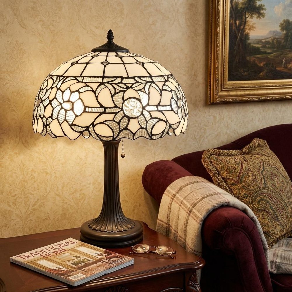 23" Dark Brown Metal Two Light Candlestick Table Lamp With White Shade