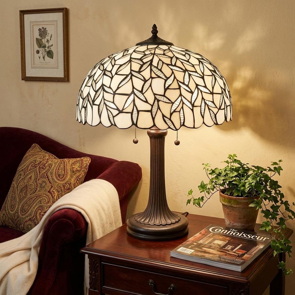 23" Dark Brown Metal Two Light Candlestick Table Lamp With White Shade