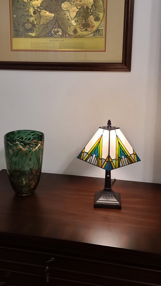 15" Dark Brown Metal Candlestick Table Lamp With Beige Shade