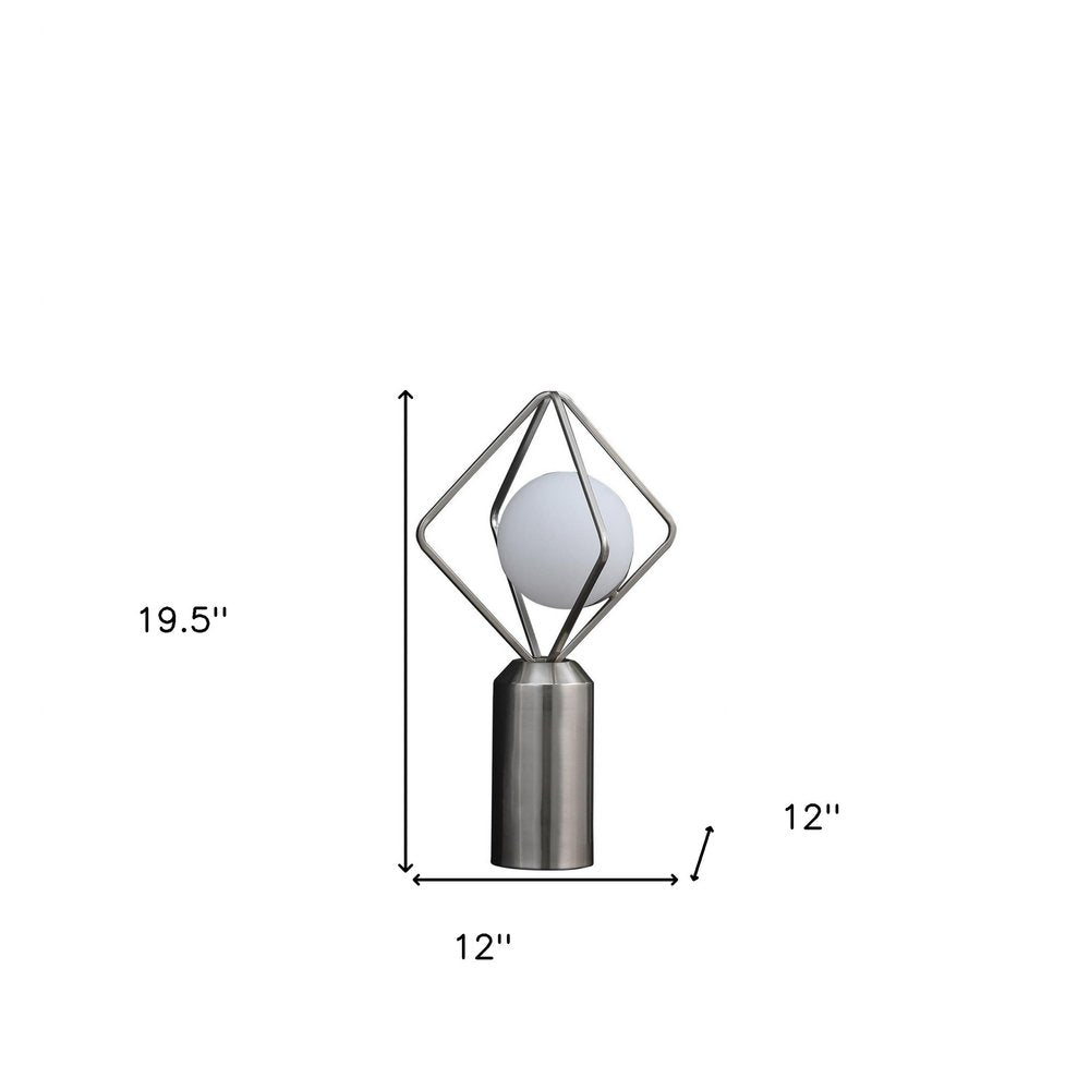 20" Silver Geometric Pedestal Contemporary Table or Desk Lamp