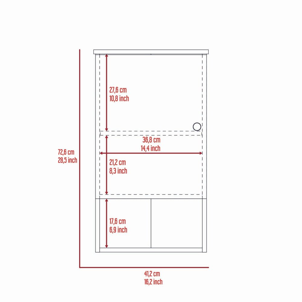 16" Light Oak And White Wall Mounted Cabinet With Three Shelves