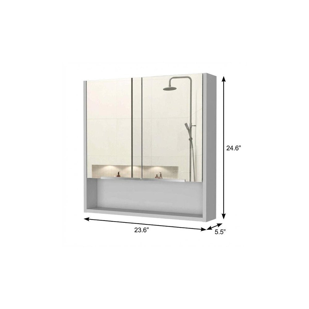 24" White Wood Floating Single Door Bathroom Vanity And Medicine Cabinet With Mirror