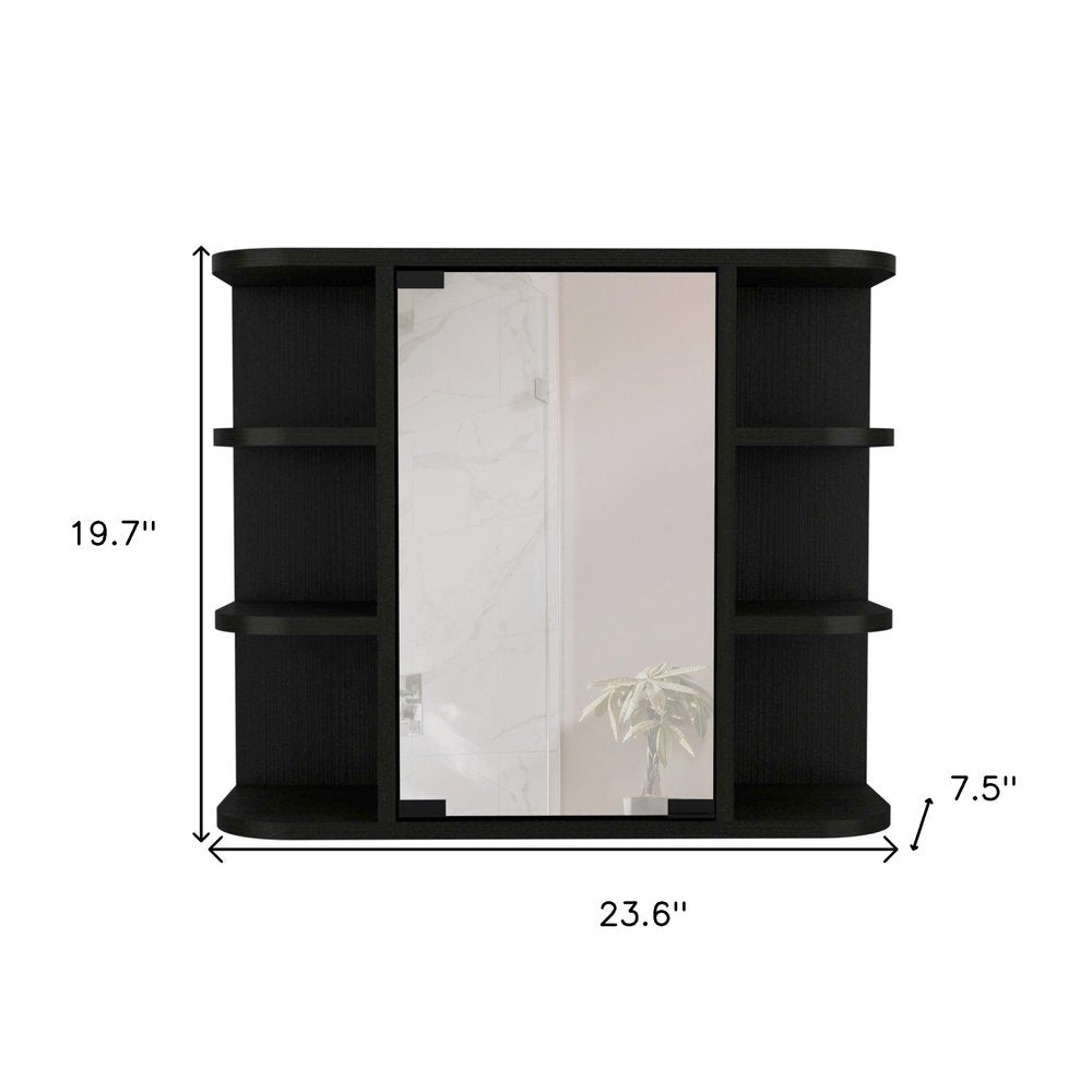 24" Black Wood Floating Double Door Bathroom Vanity And Medicine Cabinet With Mirror