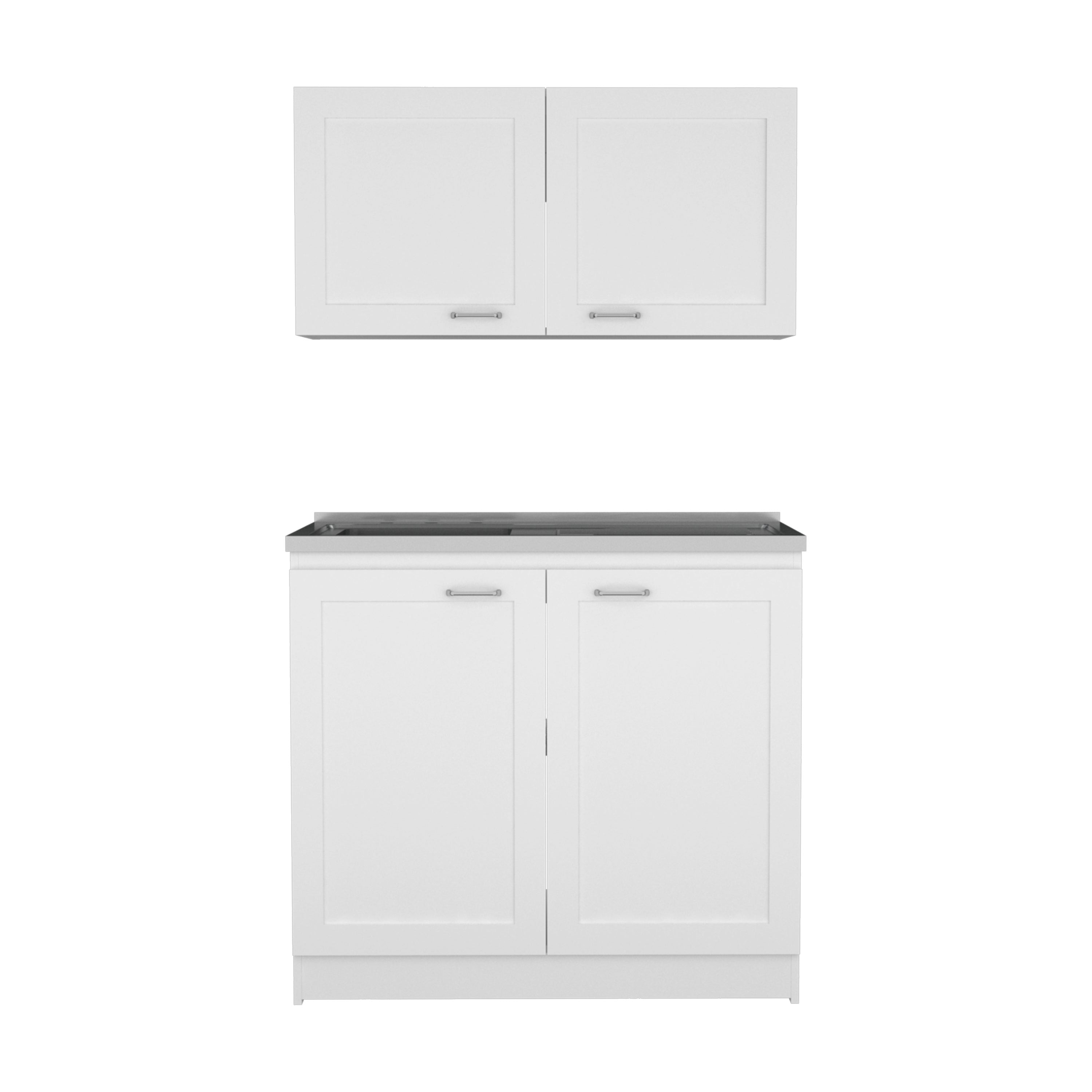 42" Black and White Wood Accent Cabinet Set With Four Doors