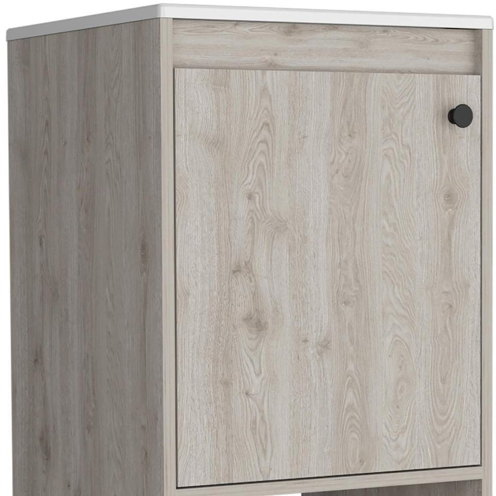 18" Light Gray Wood Freestanding Single Door Bathroom Vanity With White Sink
