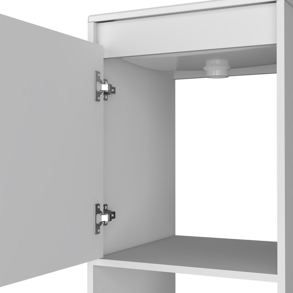 18" White Wood Freestanding Single Door Bathroom Vanity With Sink