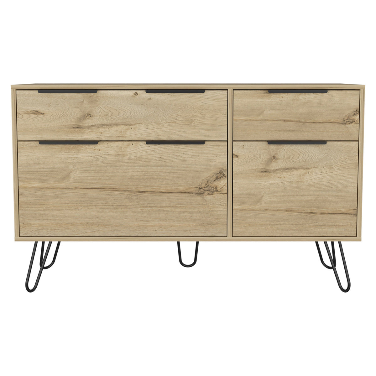 47" Brown And Black Wood Four Drawer Double Dresser