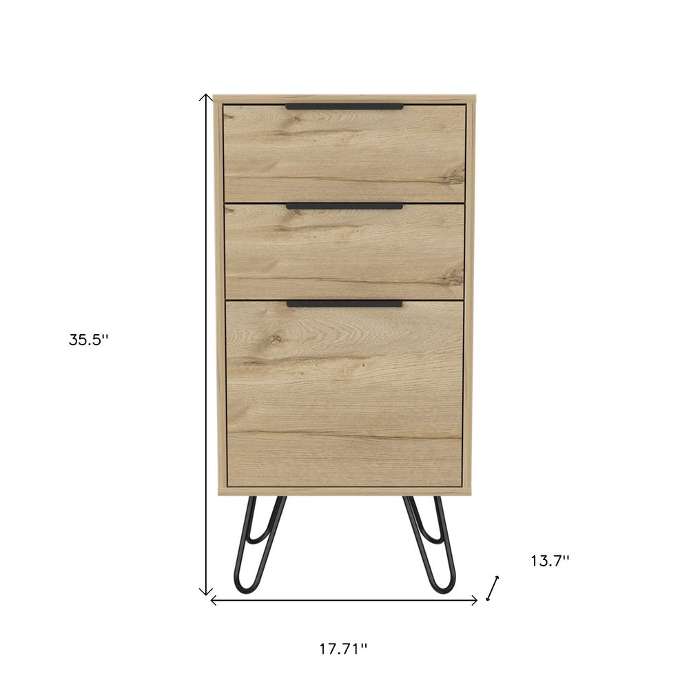 18" Brown and Black Three Drawer Standard Chest