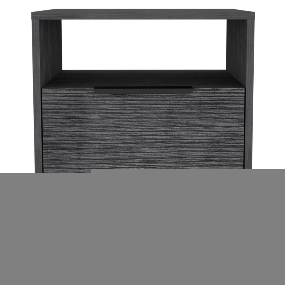 22" Gray Faux Wood Nightstand With Storage