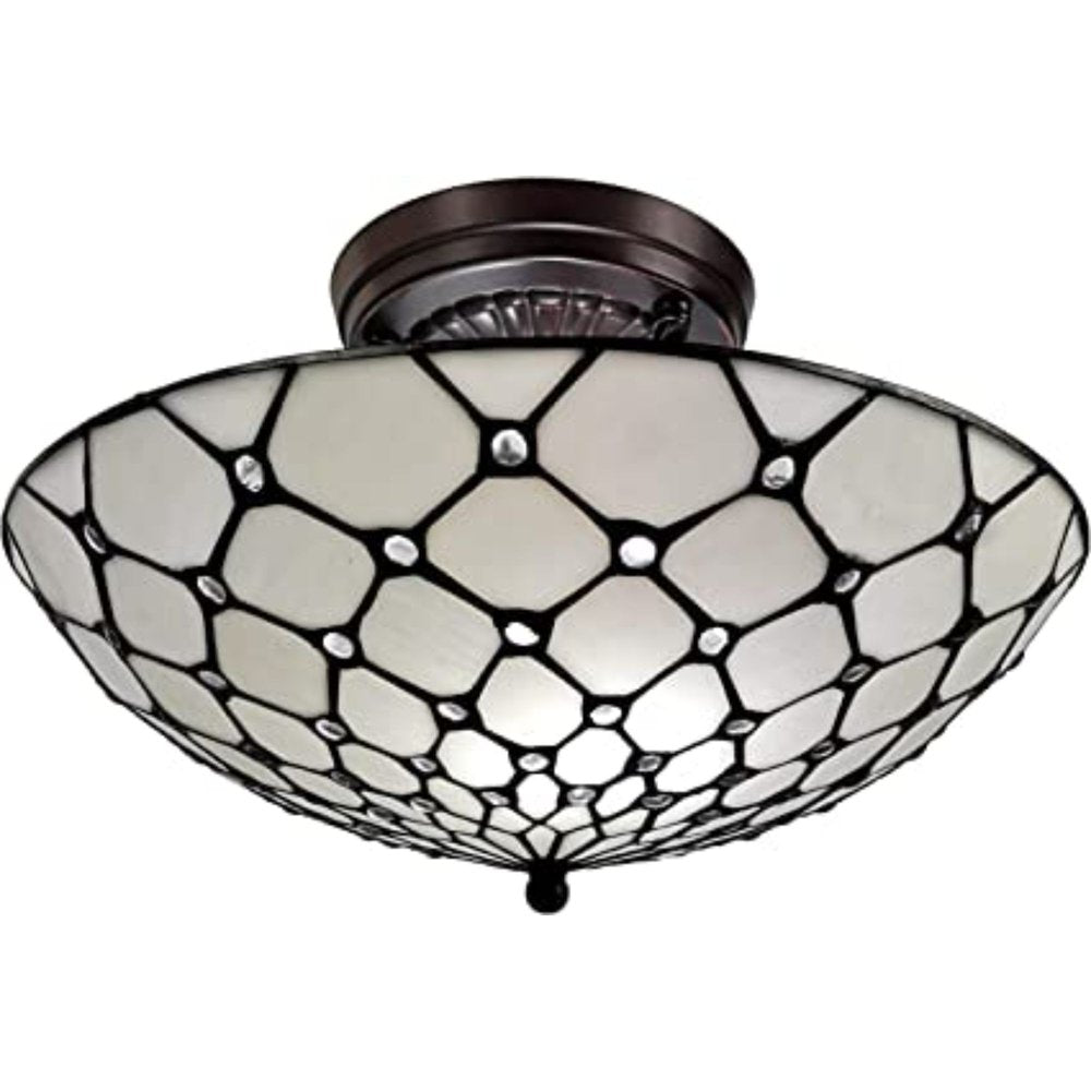 Black And White Unique Statement Two Light Glass Dimmable Chandelier With Black And White Shades