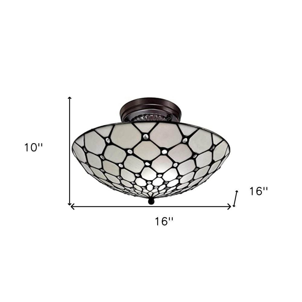 Black And White Unique Statement Two Light Glass Dimmable Chandelier With Black And White Shades