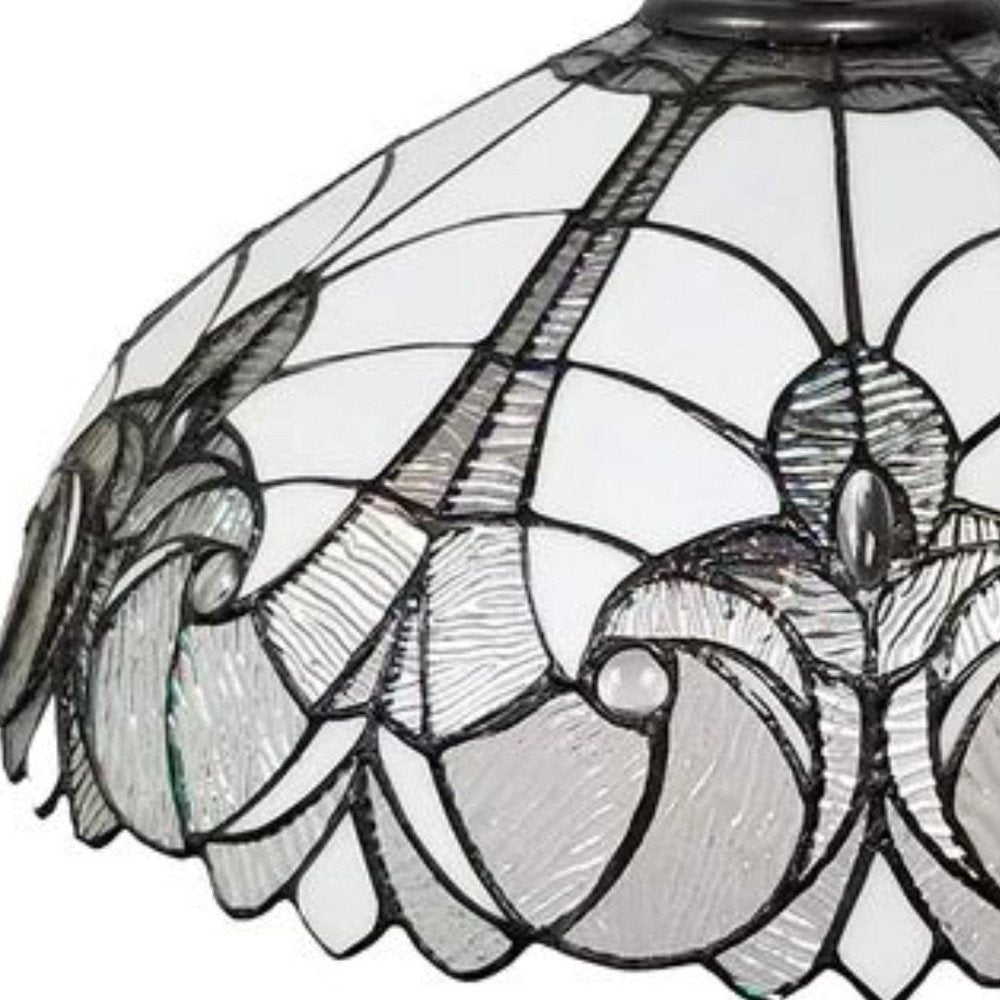 Black And White Unique Statement Two Light Glass Dimmable Chandelier With Black And White Shades