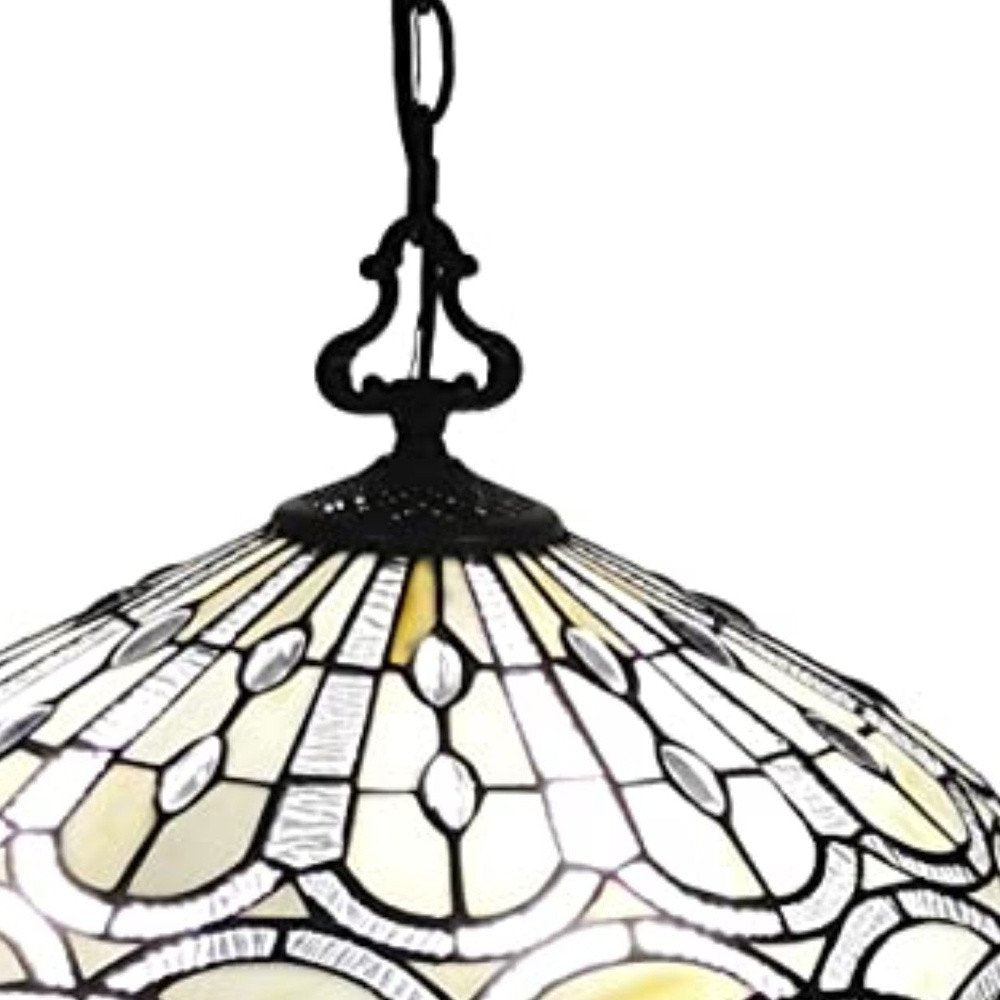 Black And White Unique Statement Two Light Glass Dimmable Chandelier With Black And White Shades