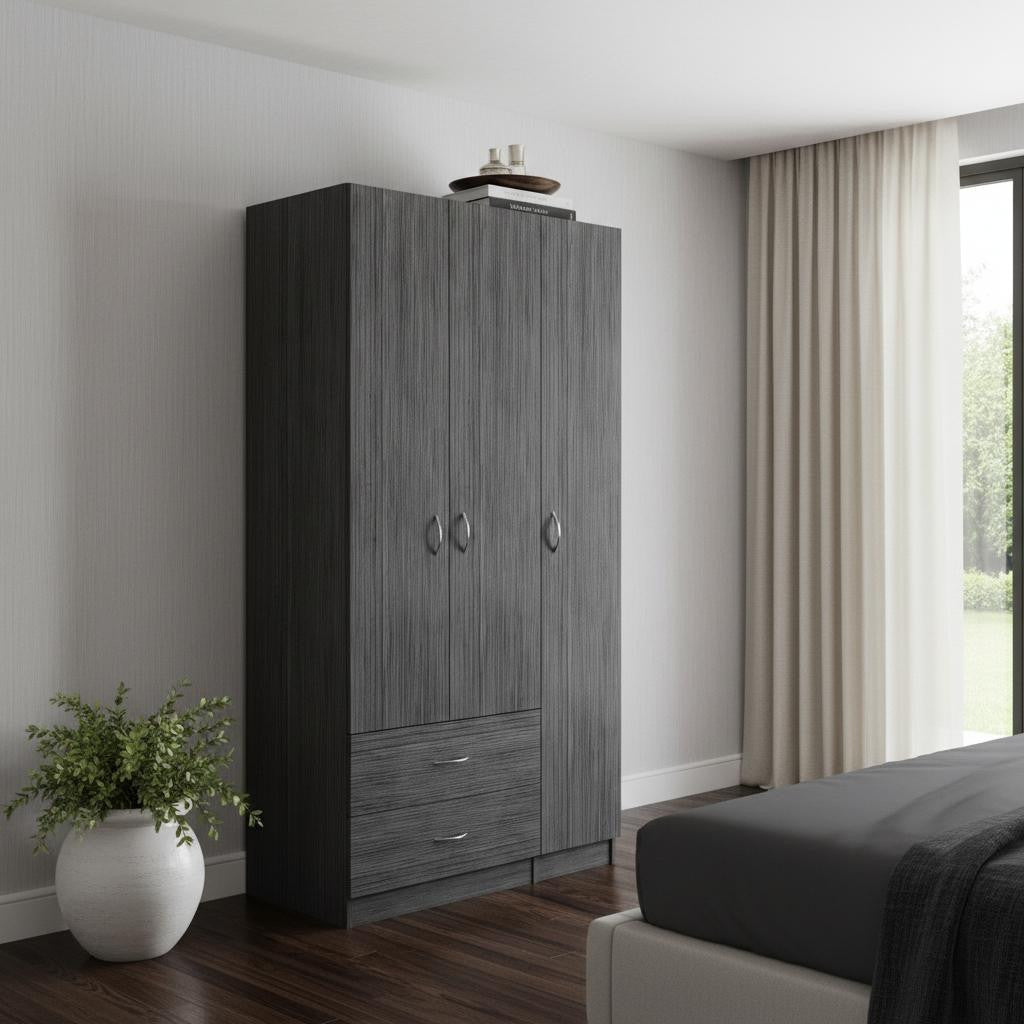 71" Gray And White Wood Two Drawer Combo Dresser