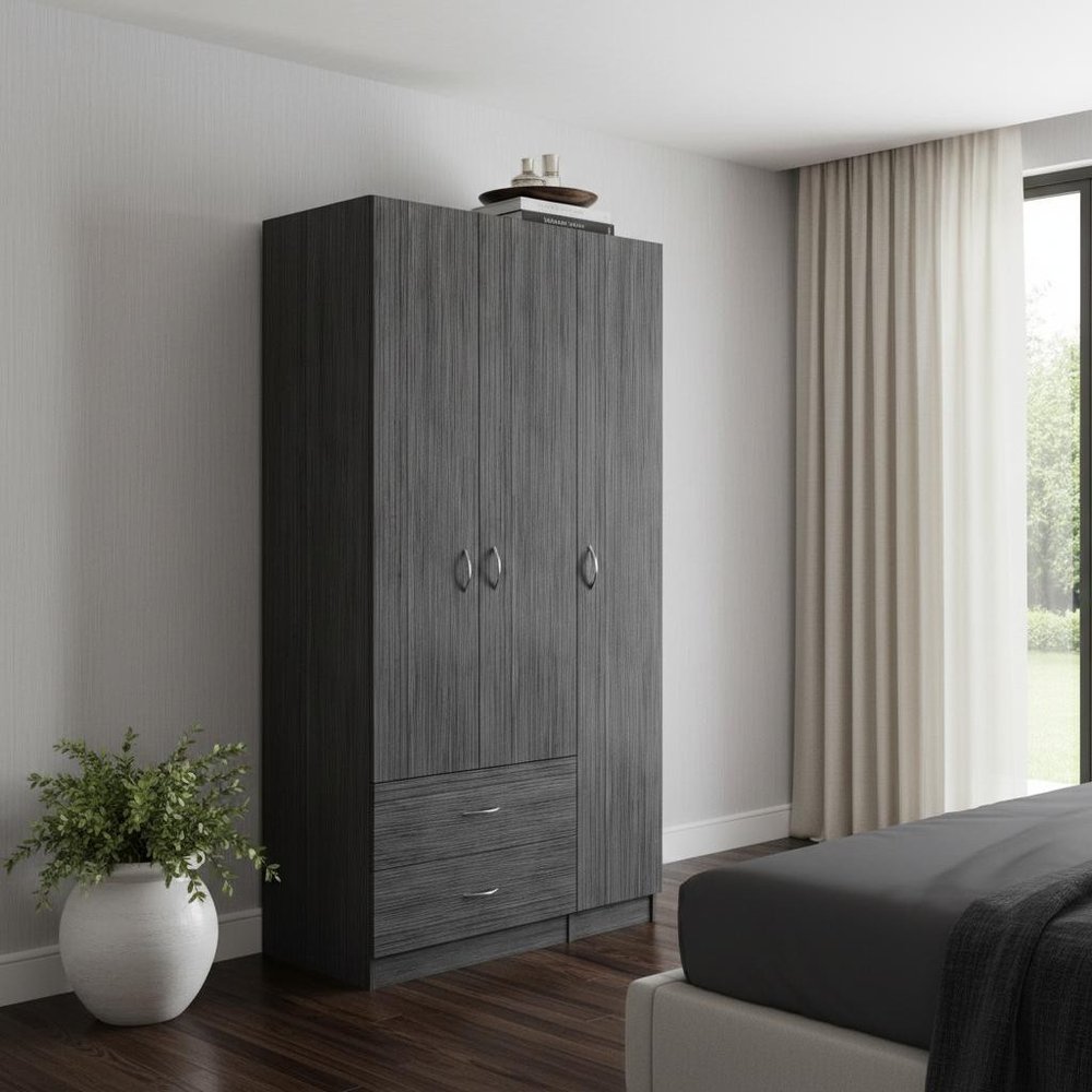 71" Brown Wood Two Door Two Drawer Combo Dresser