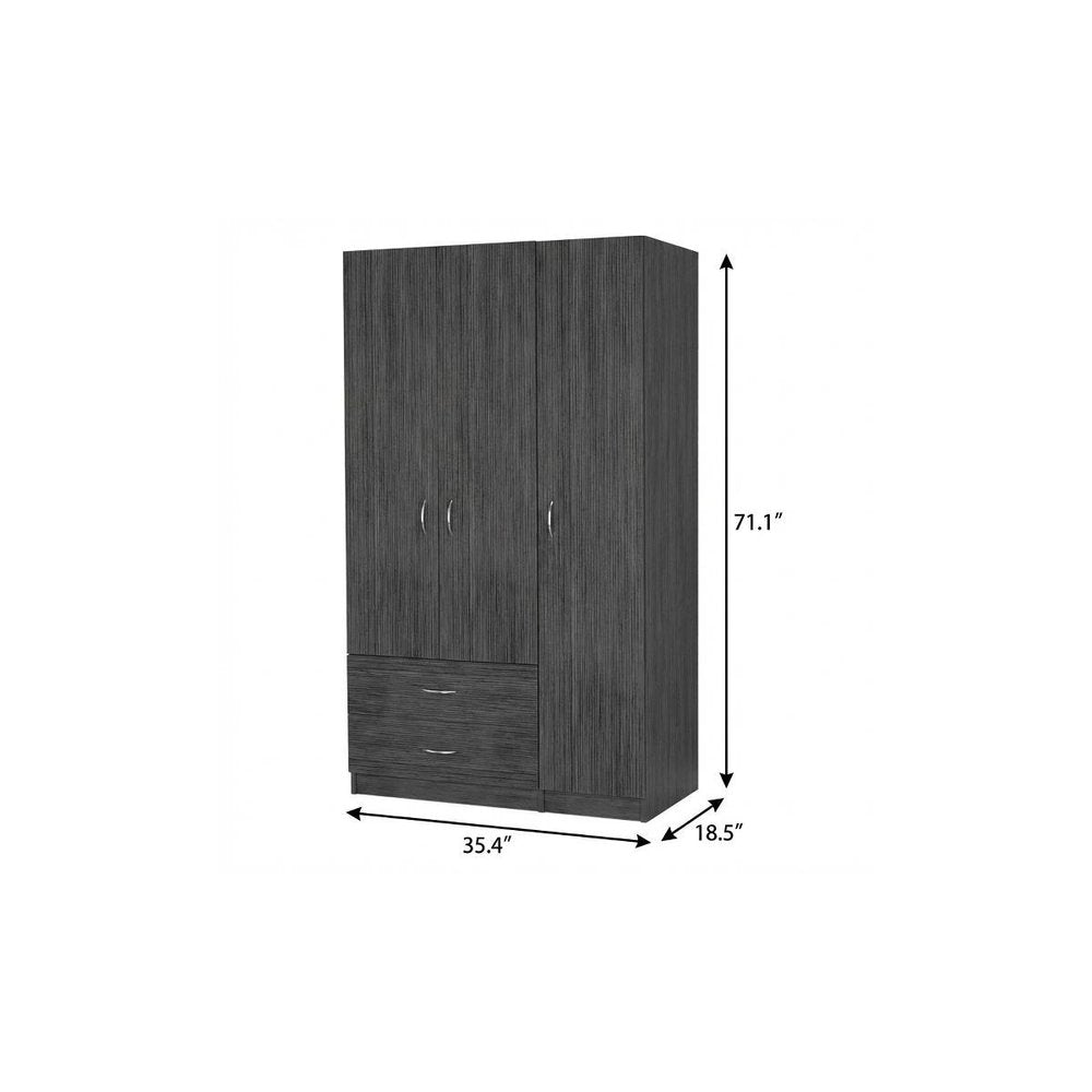 71" Brown Wood Two Door Two Drawer Combo Dresser