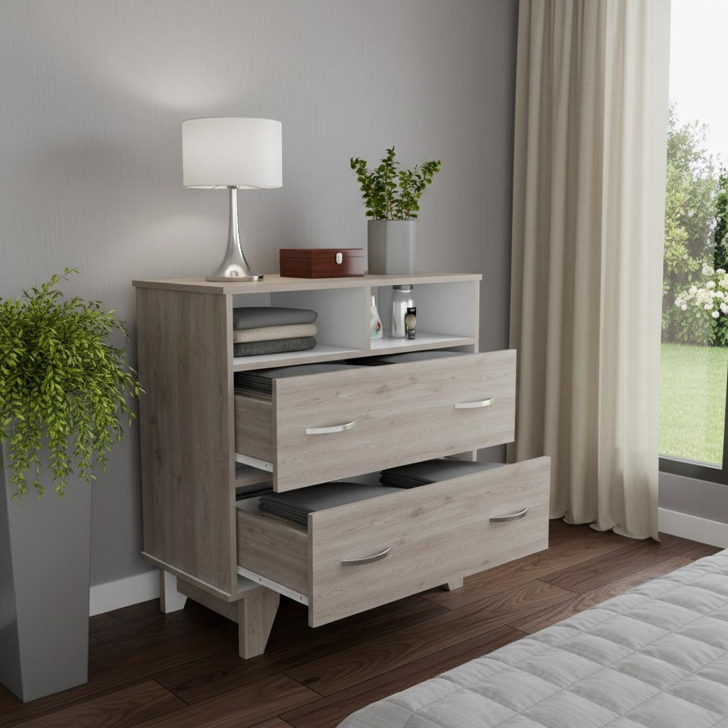 32" Light Grey Manufactured Wood Two Drawer Dresser