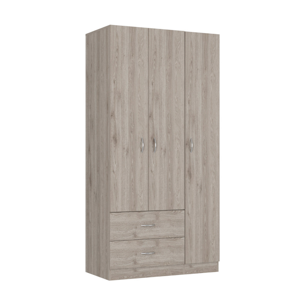71" Light Gray Wood Two Drawer Combo Dresser