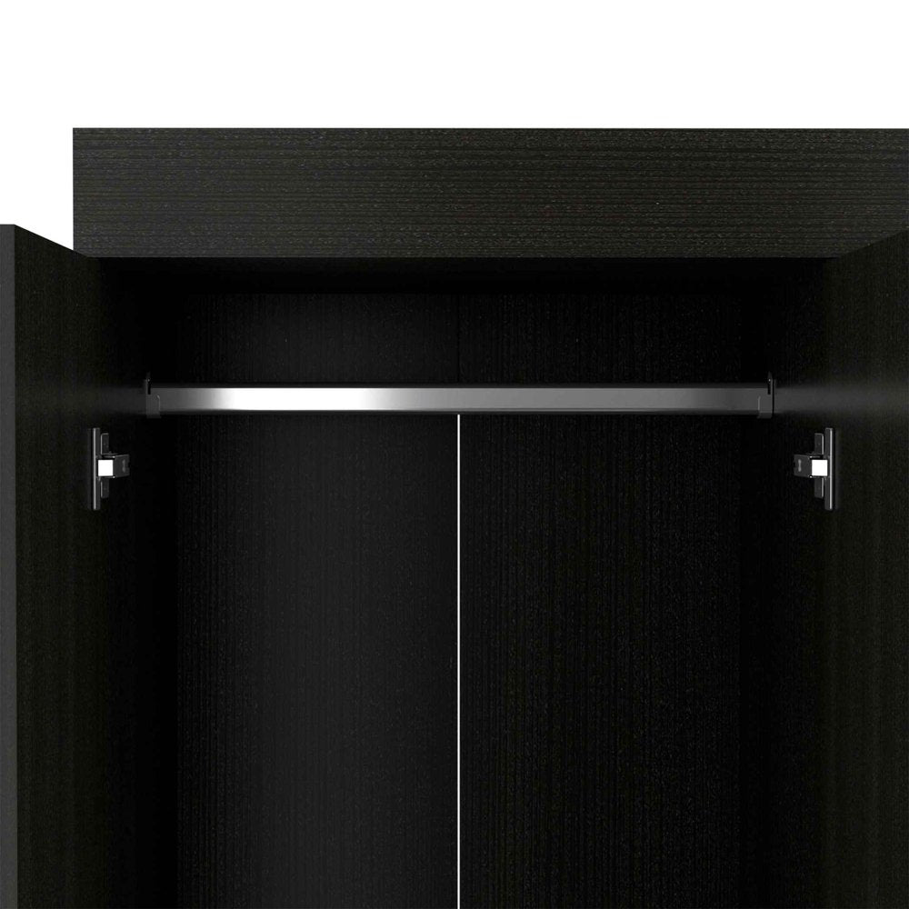 68" Black Wood Four Door Three Drawer Combo Dresser