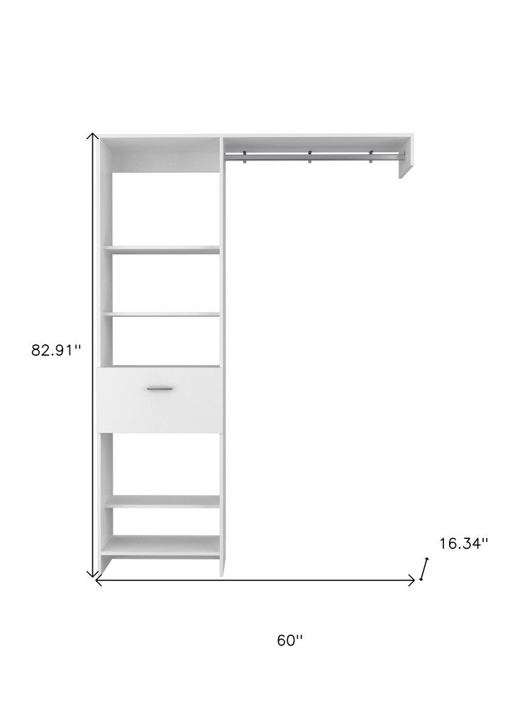 60" White Wood And Metal Closet System