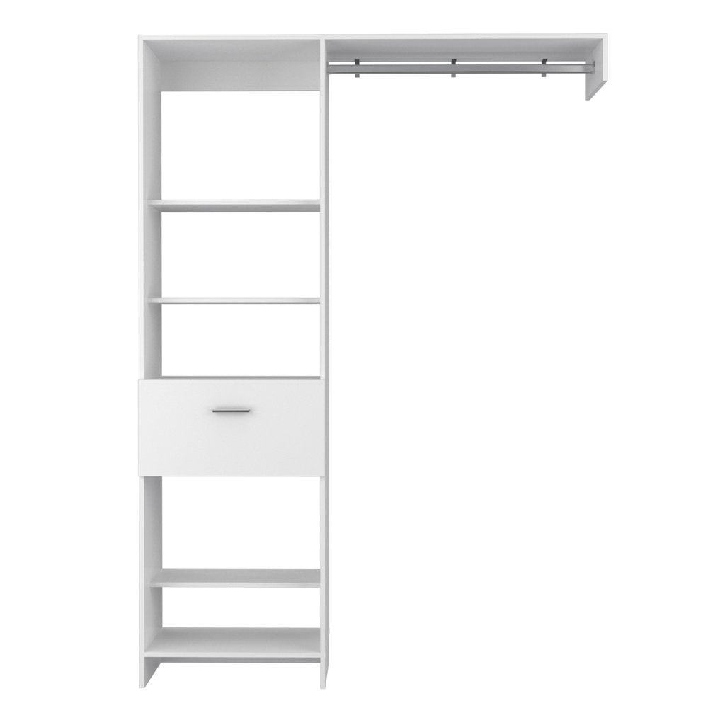 60" White Wood And Metal Closet System