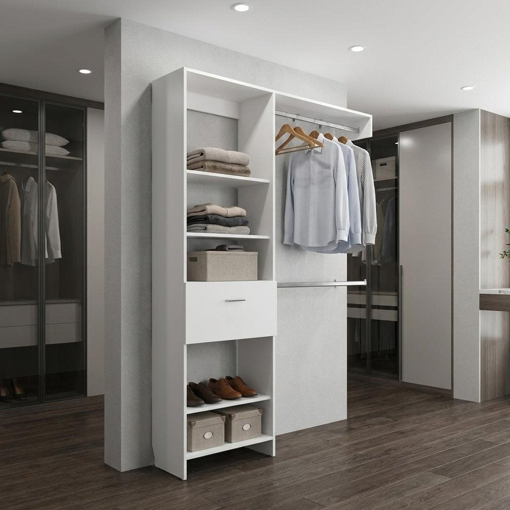 60" White Wood And Metal Closet System
