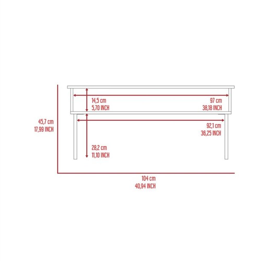 41" Dark Brown and Black Wood and Metal Lift Top Coffee Table