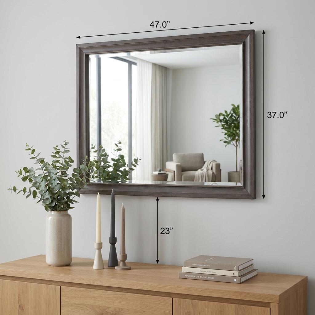 37" Gray Wood Framed Accent Mirror