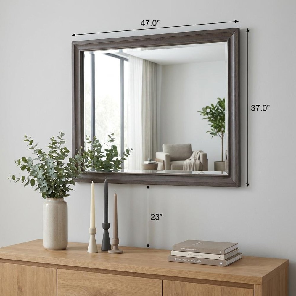 37" Gray Wood Framed Accent Mirror