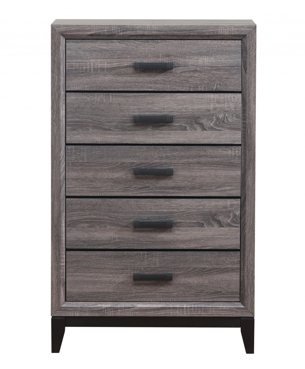 31" Grey Solid Wood Five Drawer Chest