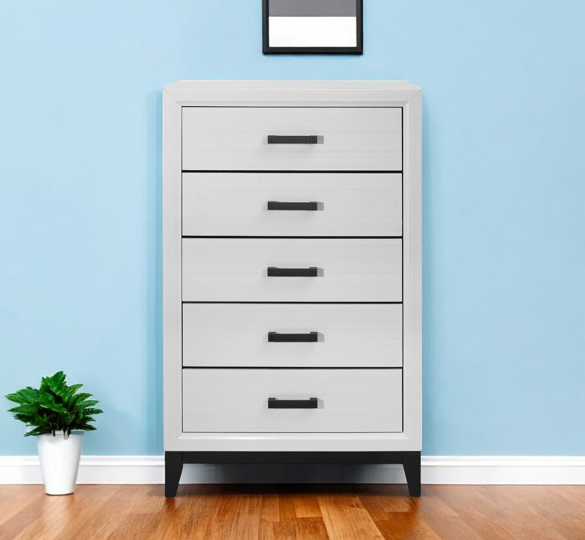 31" White Wood Five Drawer Standard Chest