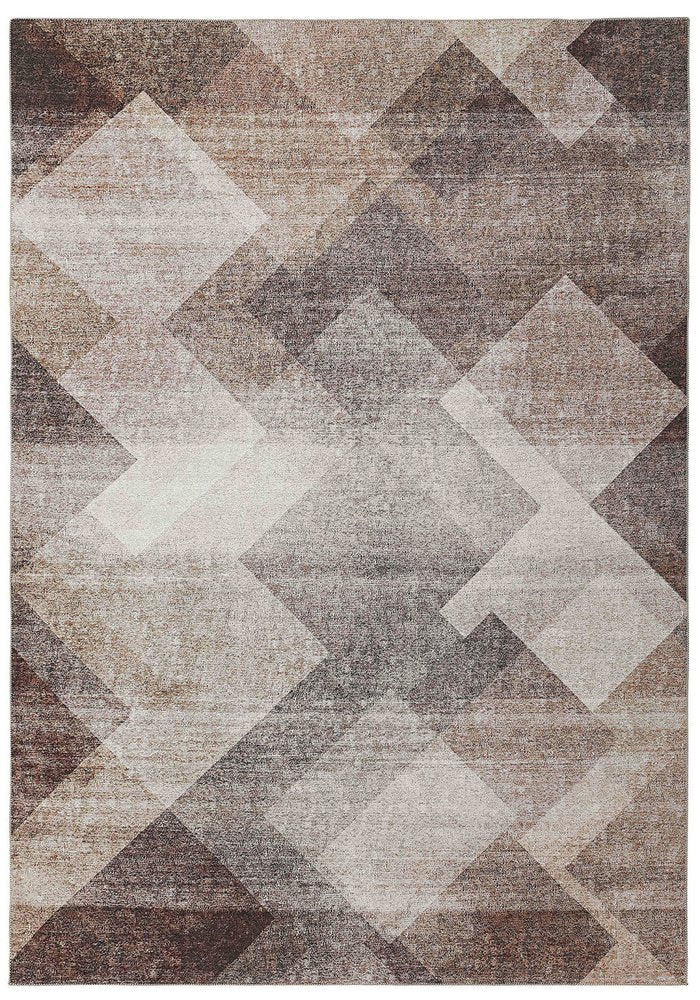 4' X 6' Brown Geometric Stain Resistant Area Rug