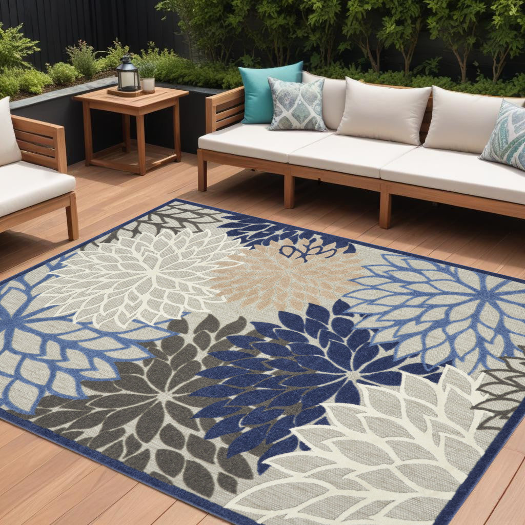 9' X 12' Blue Indoor Outdoor Area Rug
