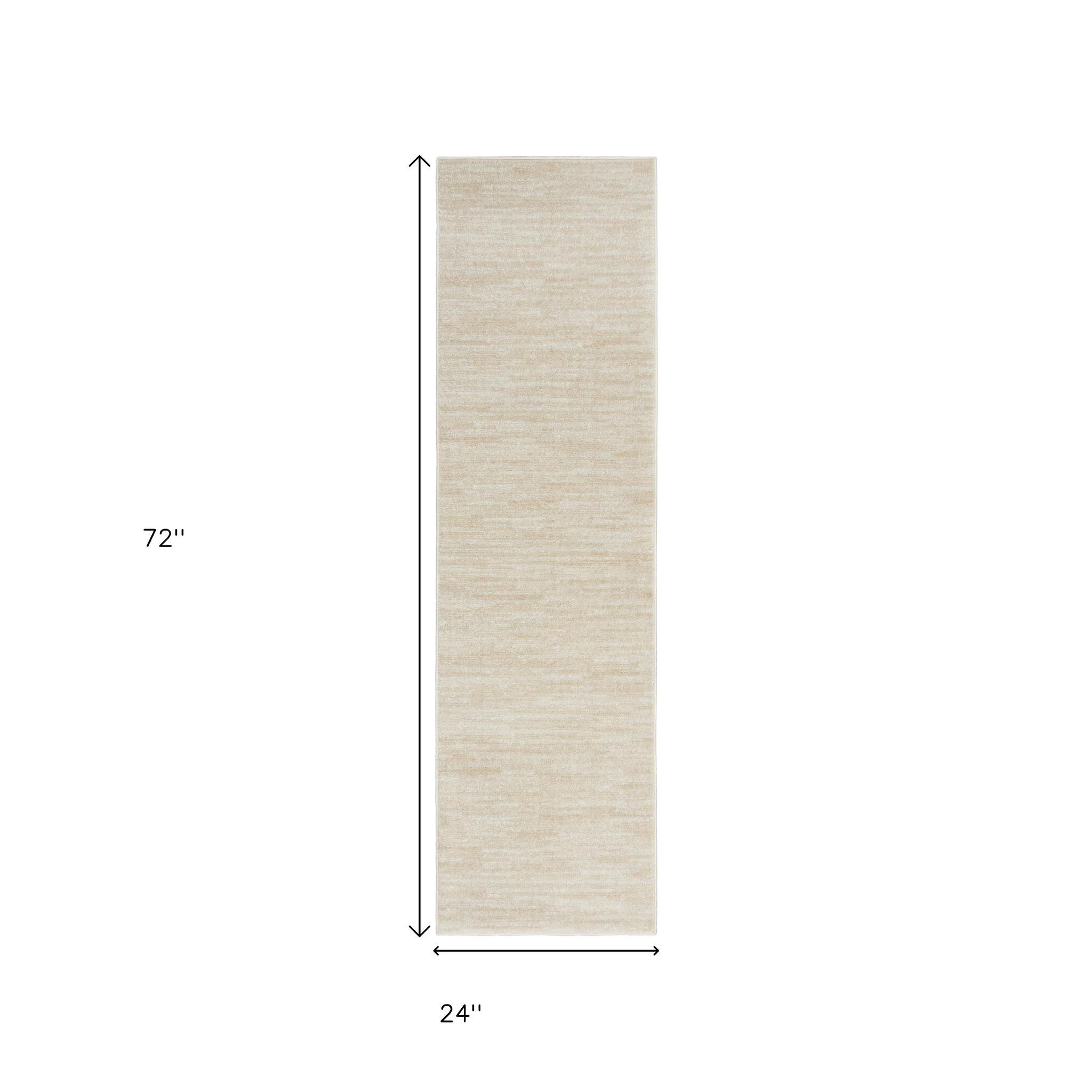 6' Beige And Ivory Indoor Outdoor Runner Rug