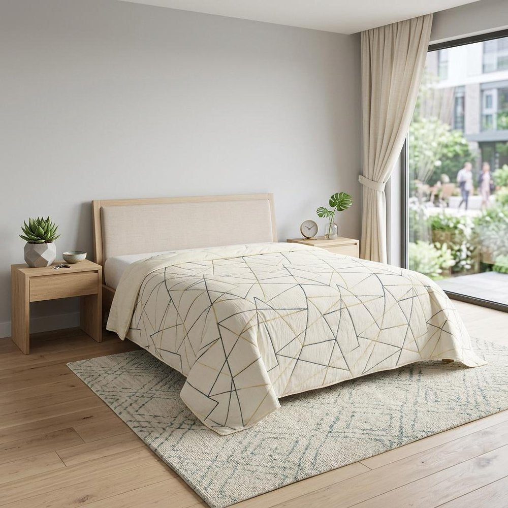 Gray And Ivory Abstract King Quilt