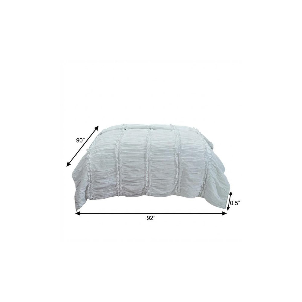 92" X 90" White Striped Cotton Quilt