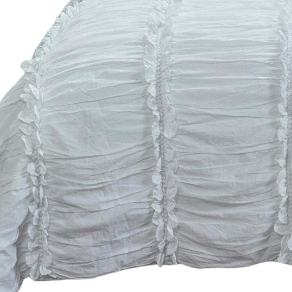 86" X 70" White Striped Cotton Quilt