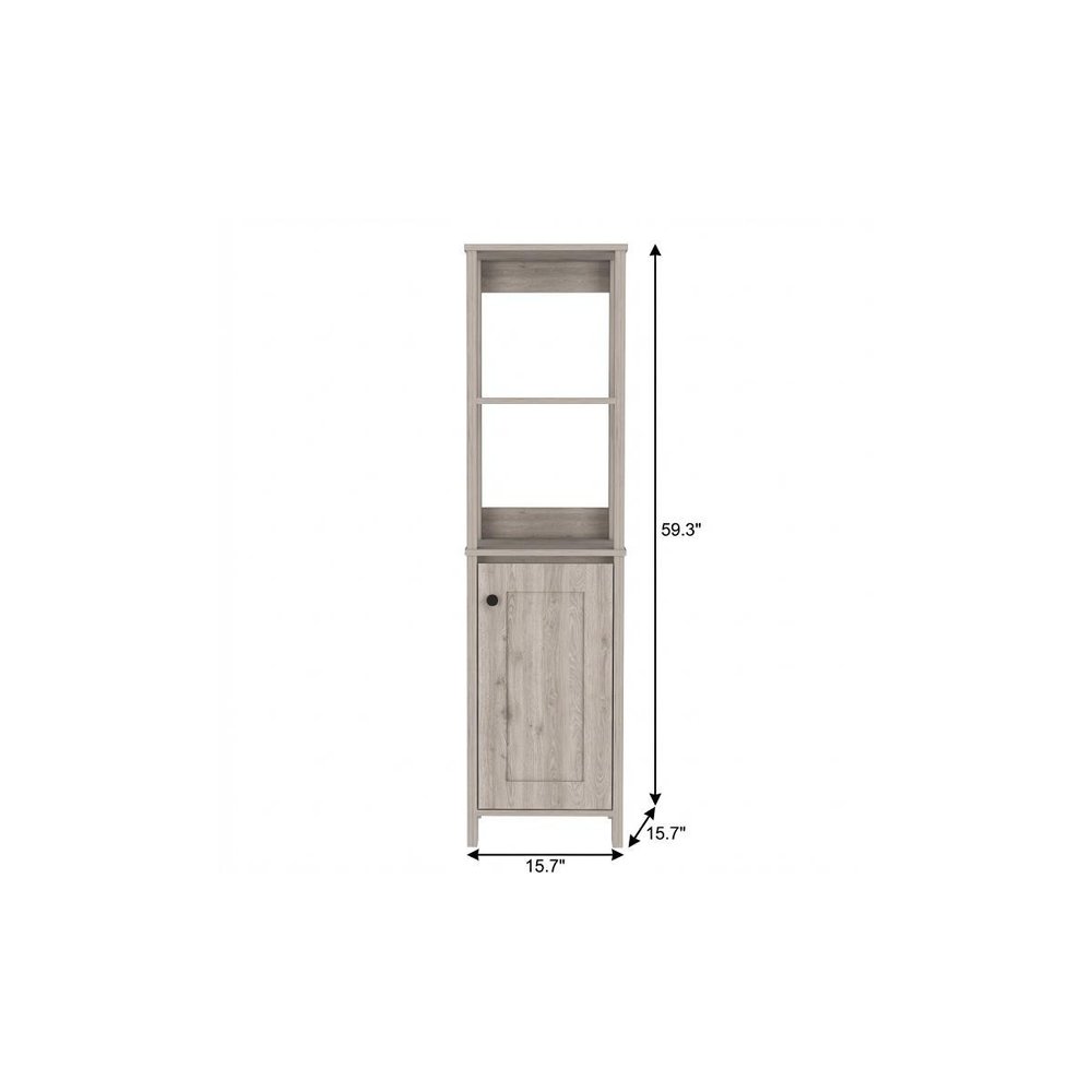 16" Light Gray Wood Freestanding Single Door Bathroom Vanity