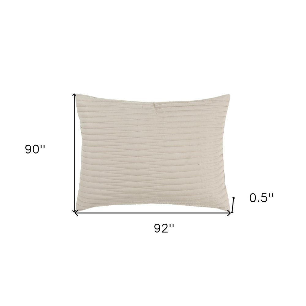 92" X 90" Natural Geometric Cotton Quilt