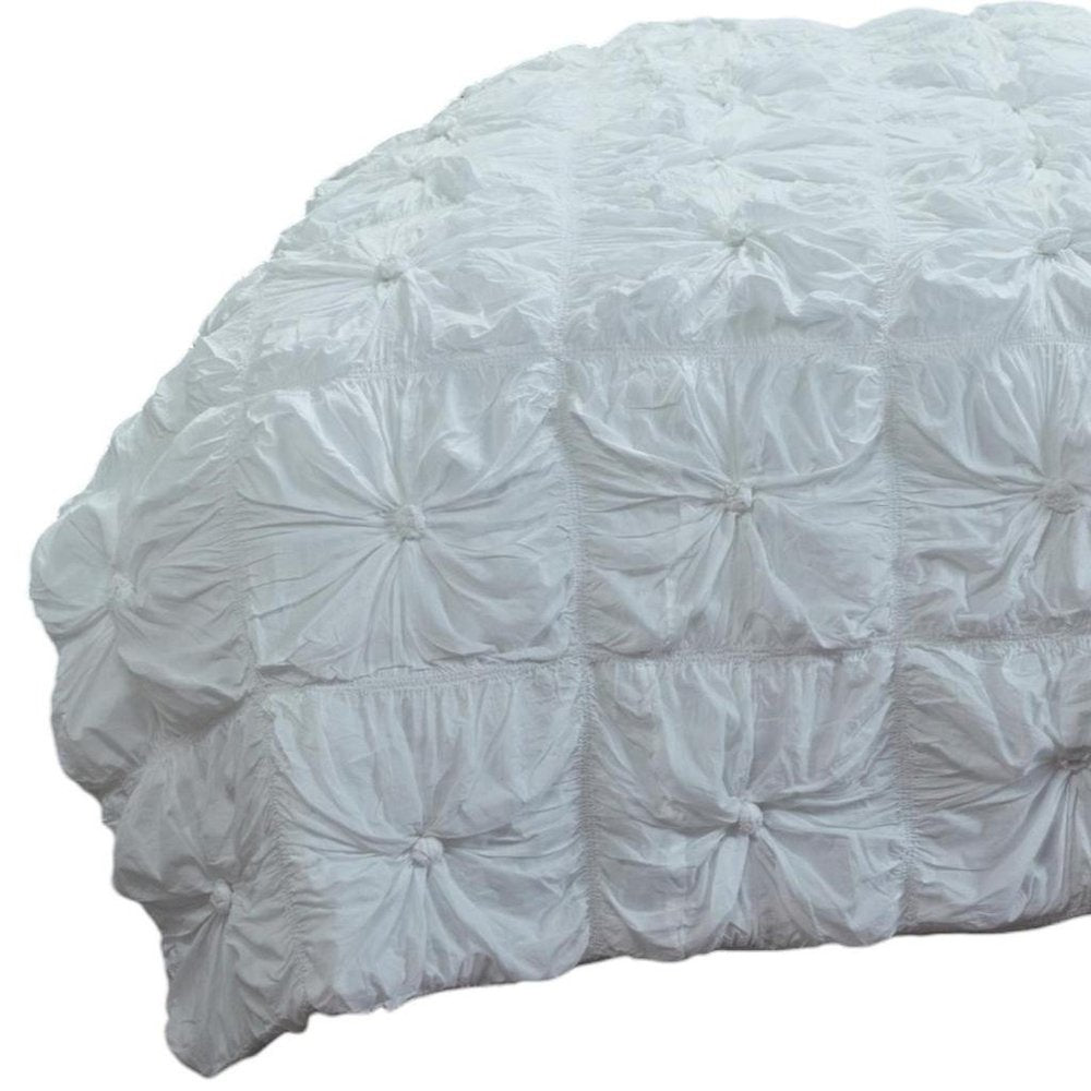 86" X 68" White Geometric Cotton Quilt