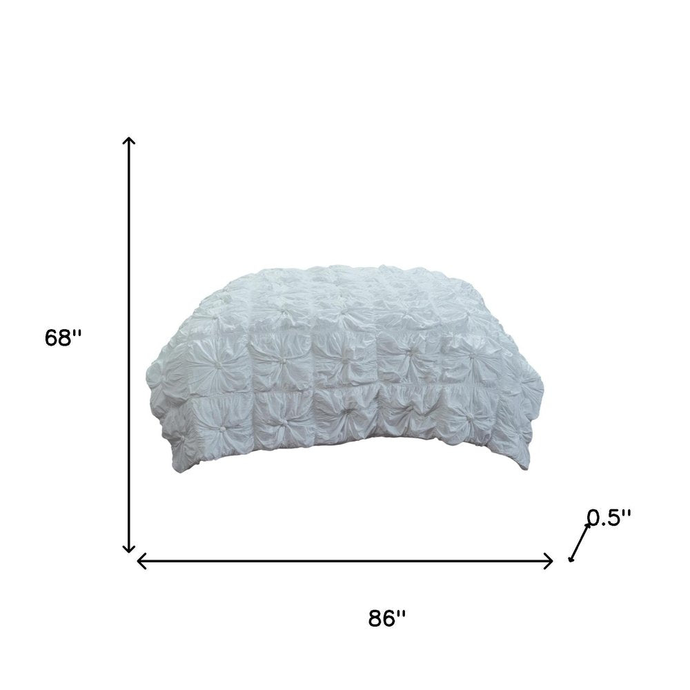 86" X 68" White Geometric Cotton Quilt