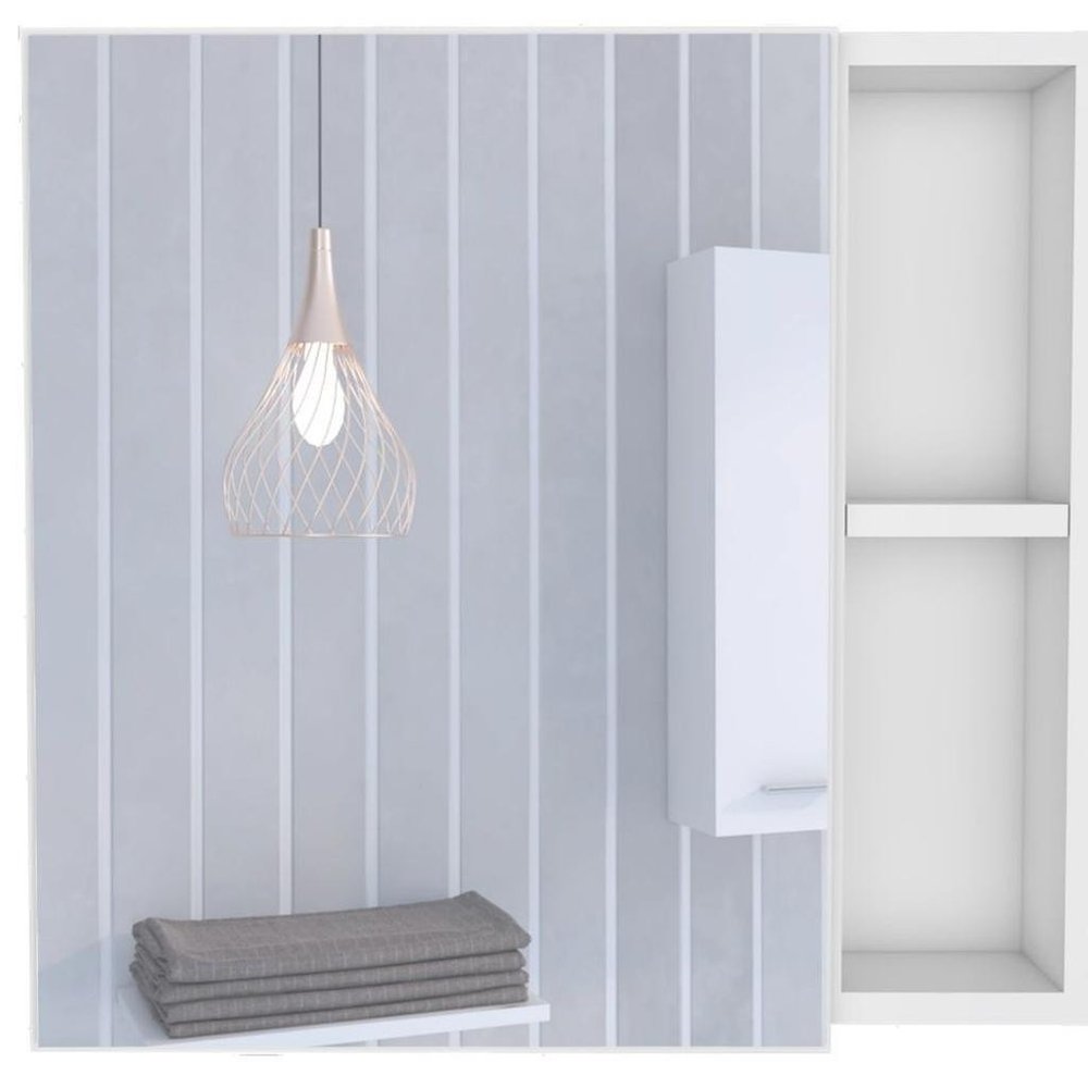 20" White Wood Freestanding Single Door Bathroom Vanity And Medicine Cabinet With Mirror