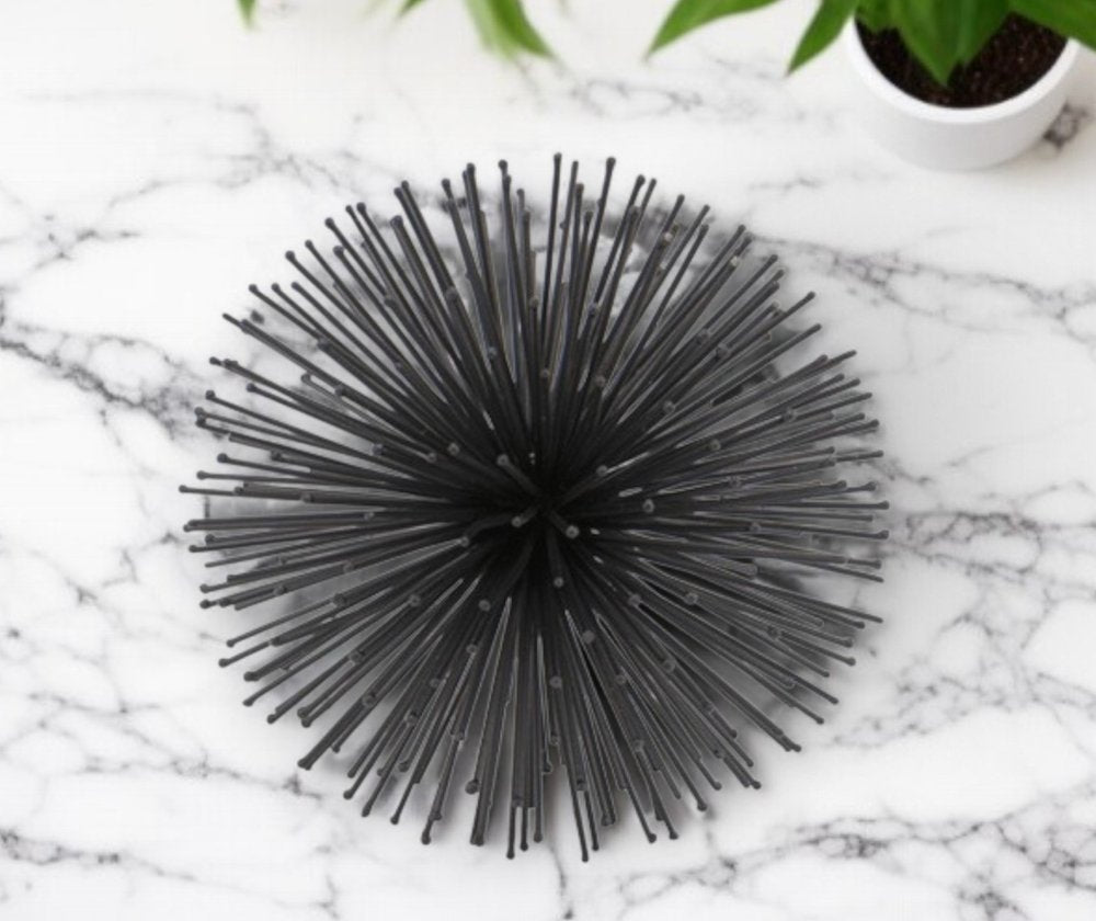 10" Black Iron Decorative Orb Tabletop Sculpture