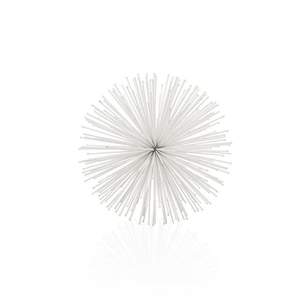 10" White Iron Decorative Orb Tabletop Sculpture