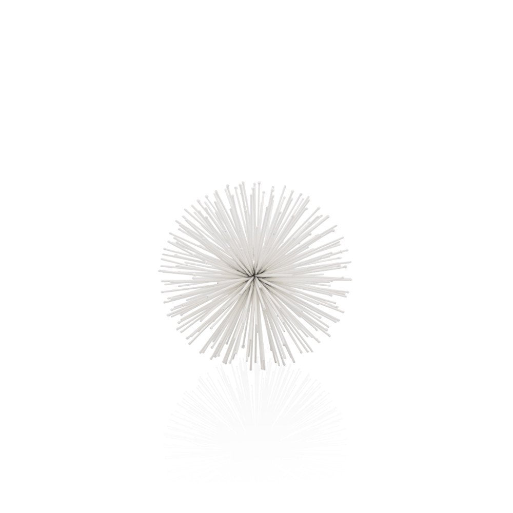10" White Iron Decorative Orb Tabletop Sculpture